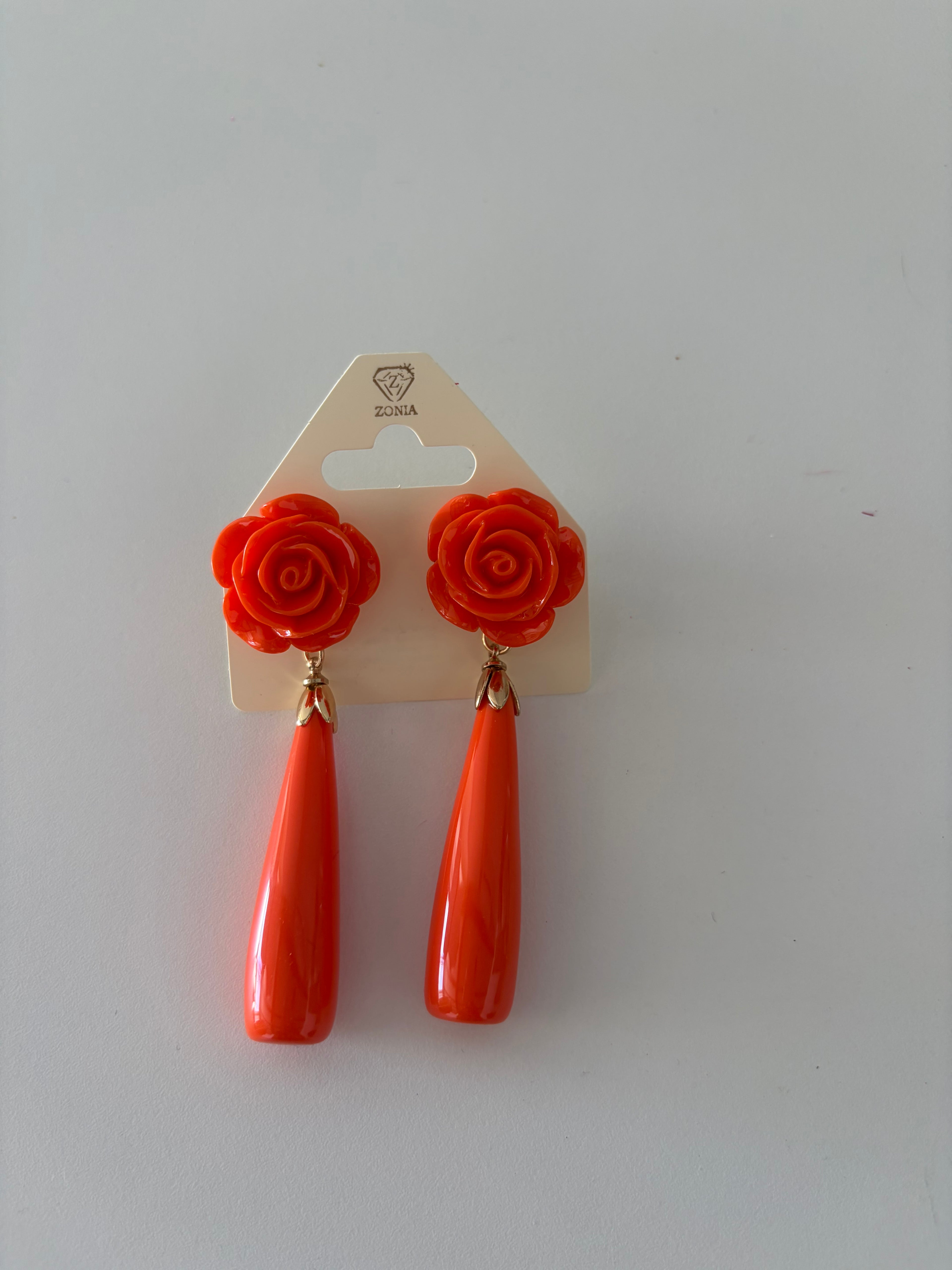 PENDIENTES FLOR NARANJa