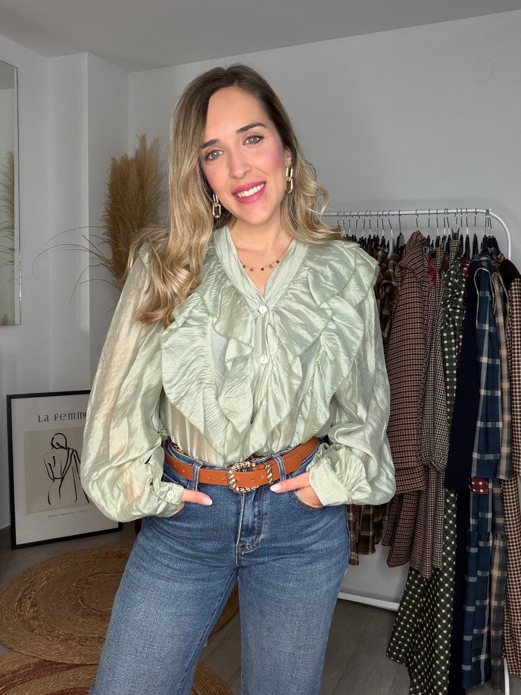 Camisa seda verde
