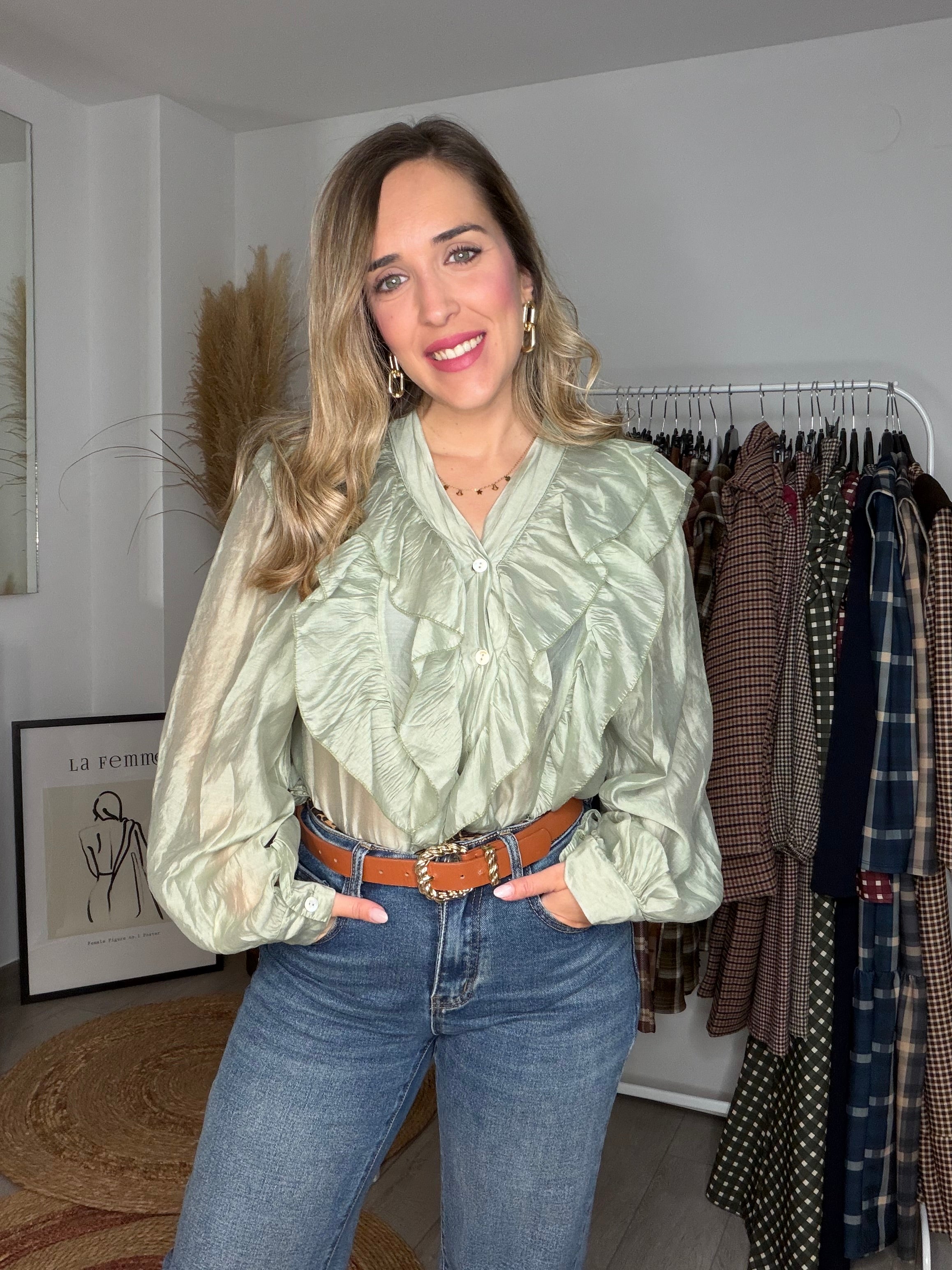 Camisa seda verde