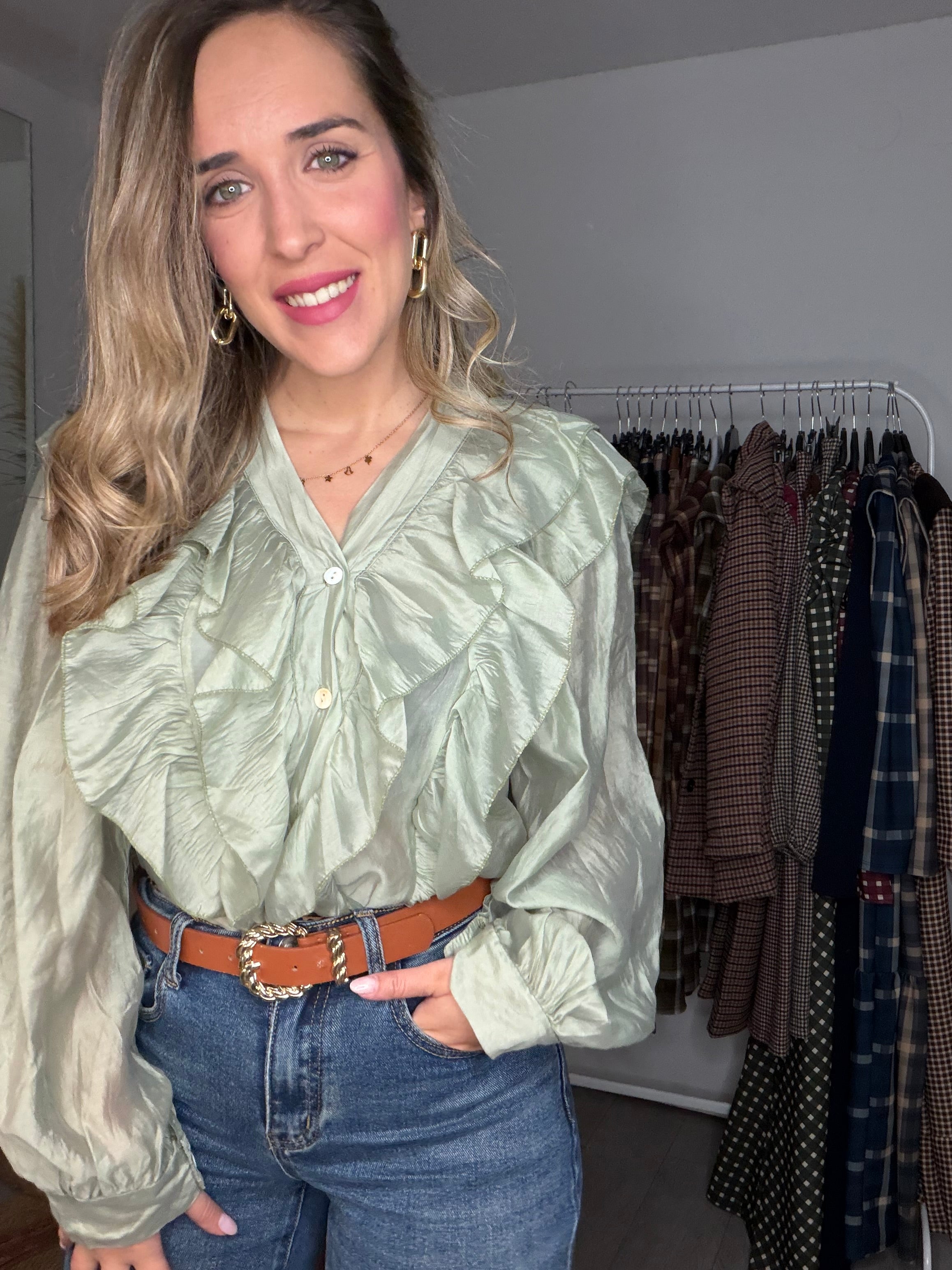 Camisa seda verde