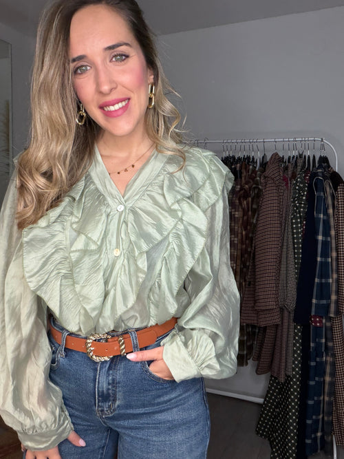 Camisa seda verde