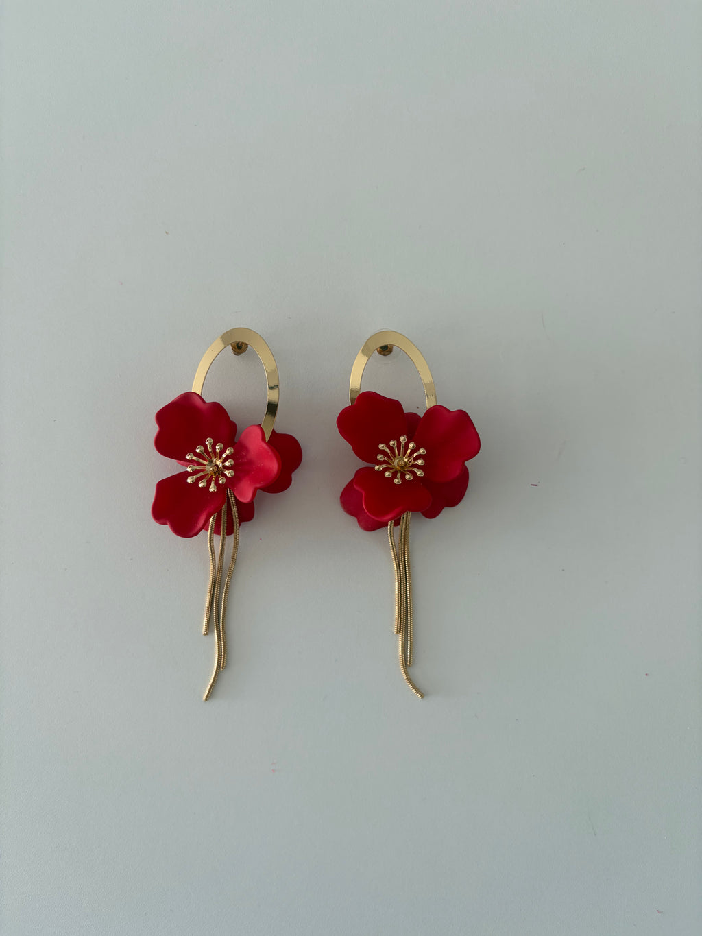 PENDIENTES FLOR ROJA