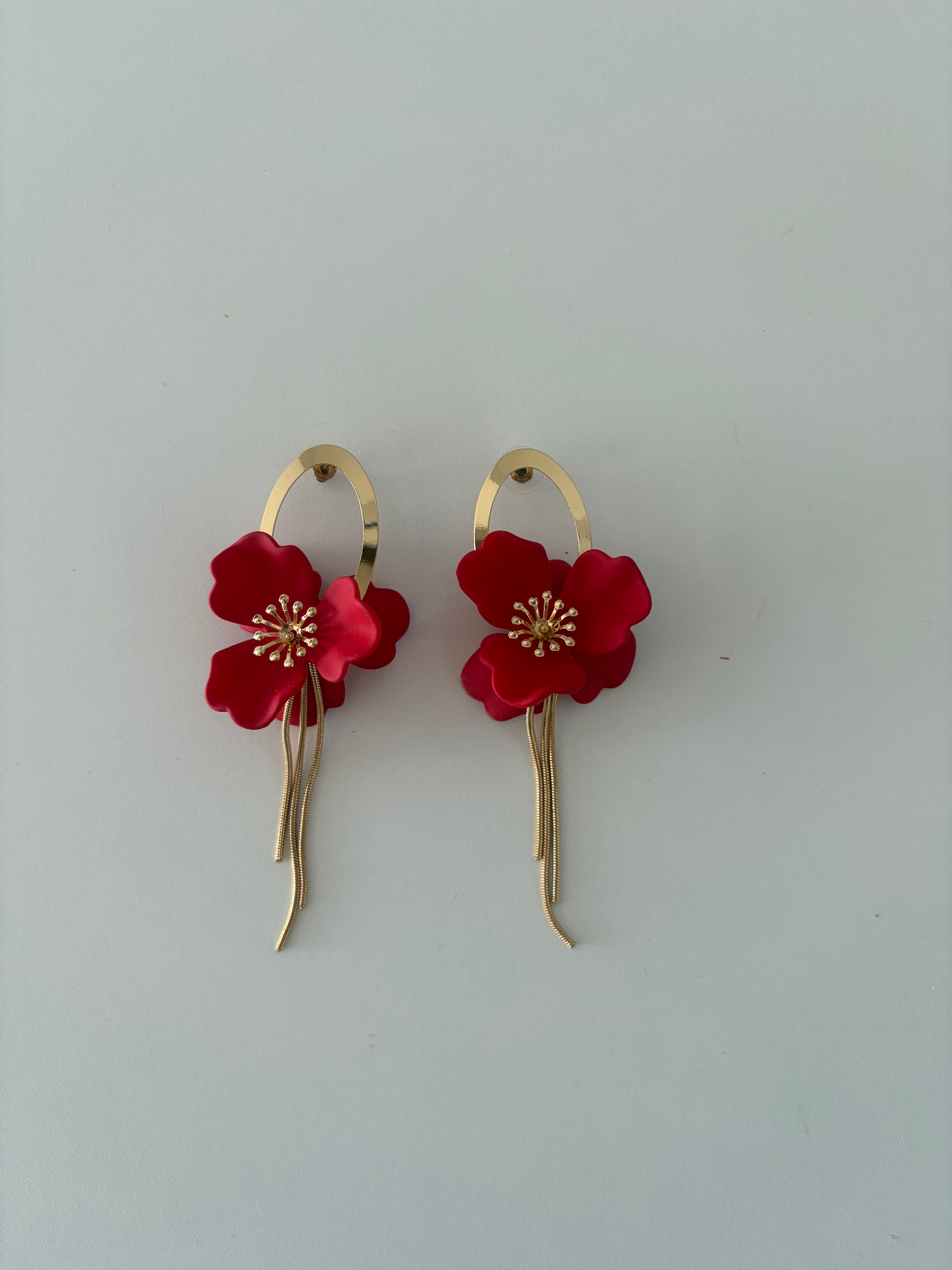 PENDIENTES FLOR ROJA